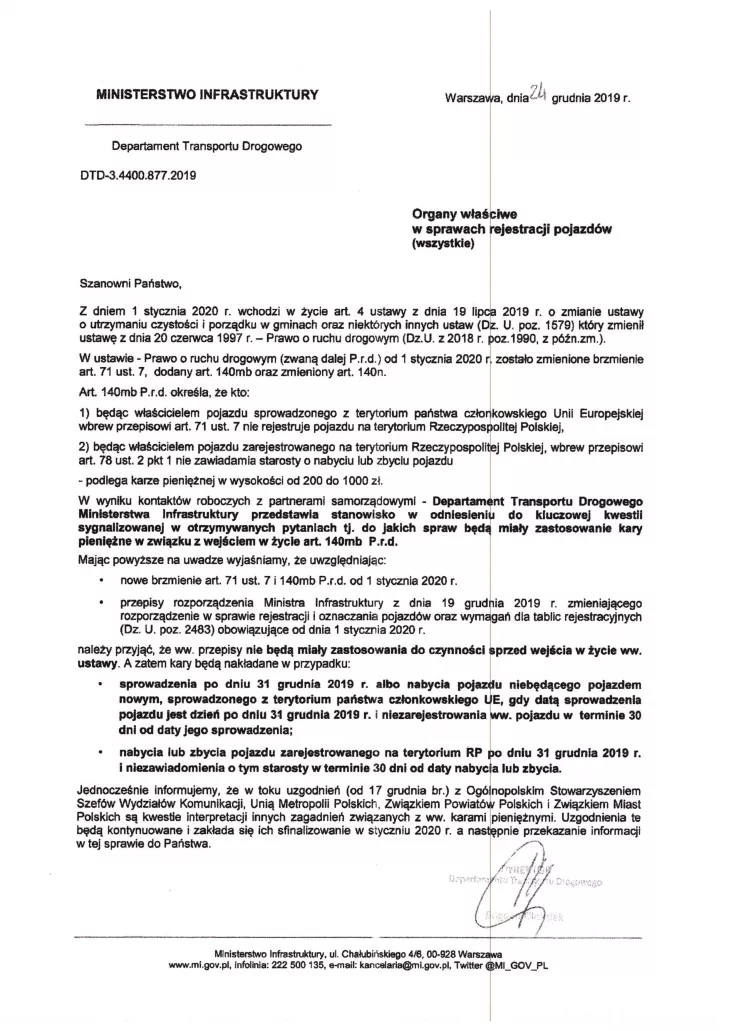 Ustawa,Komunikacja,motoryzacja,rejestracja,pojazd,1 stycznia,kara