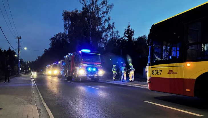 wypadek wiązowna,wypadek z sarną,zderzenie autobusu i zwierzęcia wiązowna,autobus miejski wypadek,autobus linii 720,zwierzę na drodze,straż pożarna